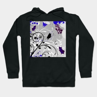 Floral Art Blue Grey Butterfly Hoodie